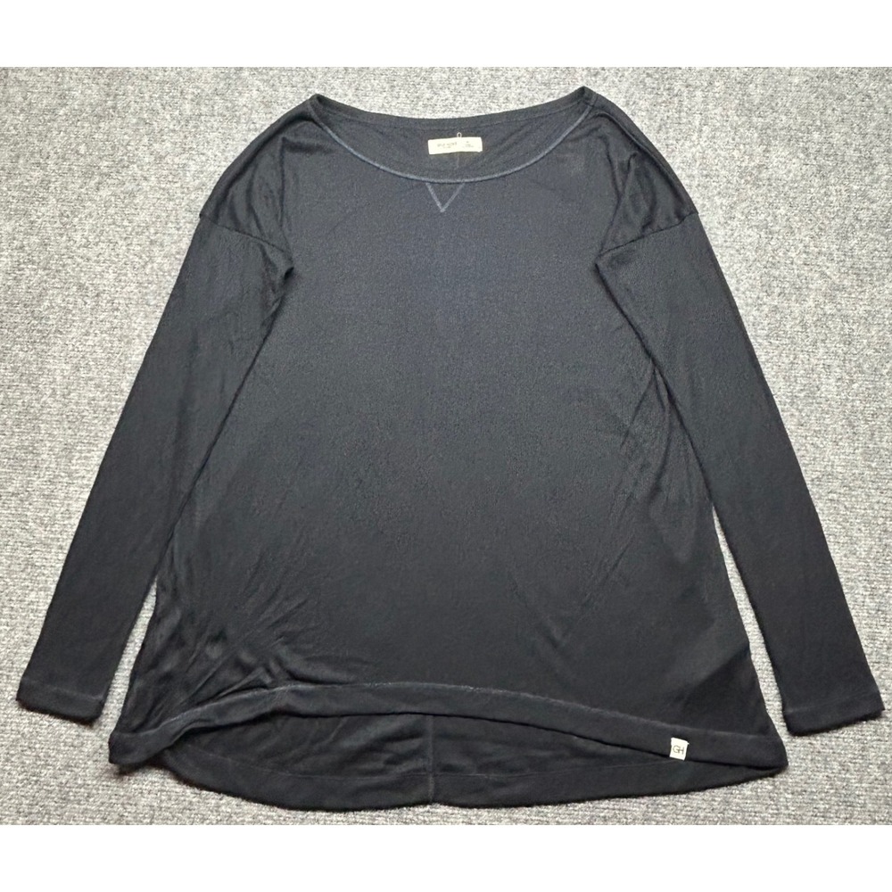 Gilly Hicks Sydney Top Womens M Blue Long Sleeve Ribbed Knit Relaxed Pullover